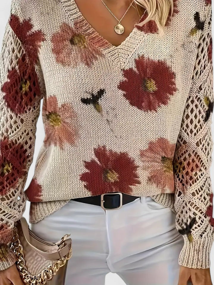 Amelia | Lekki sweter z kwiatowym akcentem