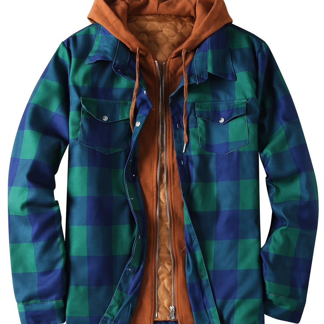 Oskar | Ciepła kurtka w kratę z kapturem