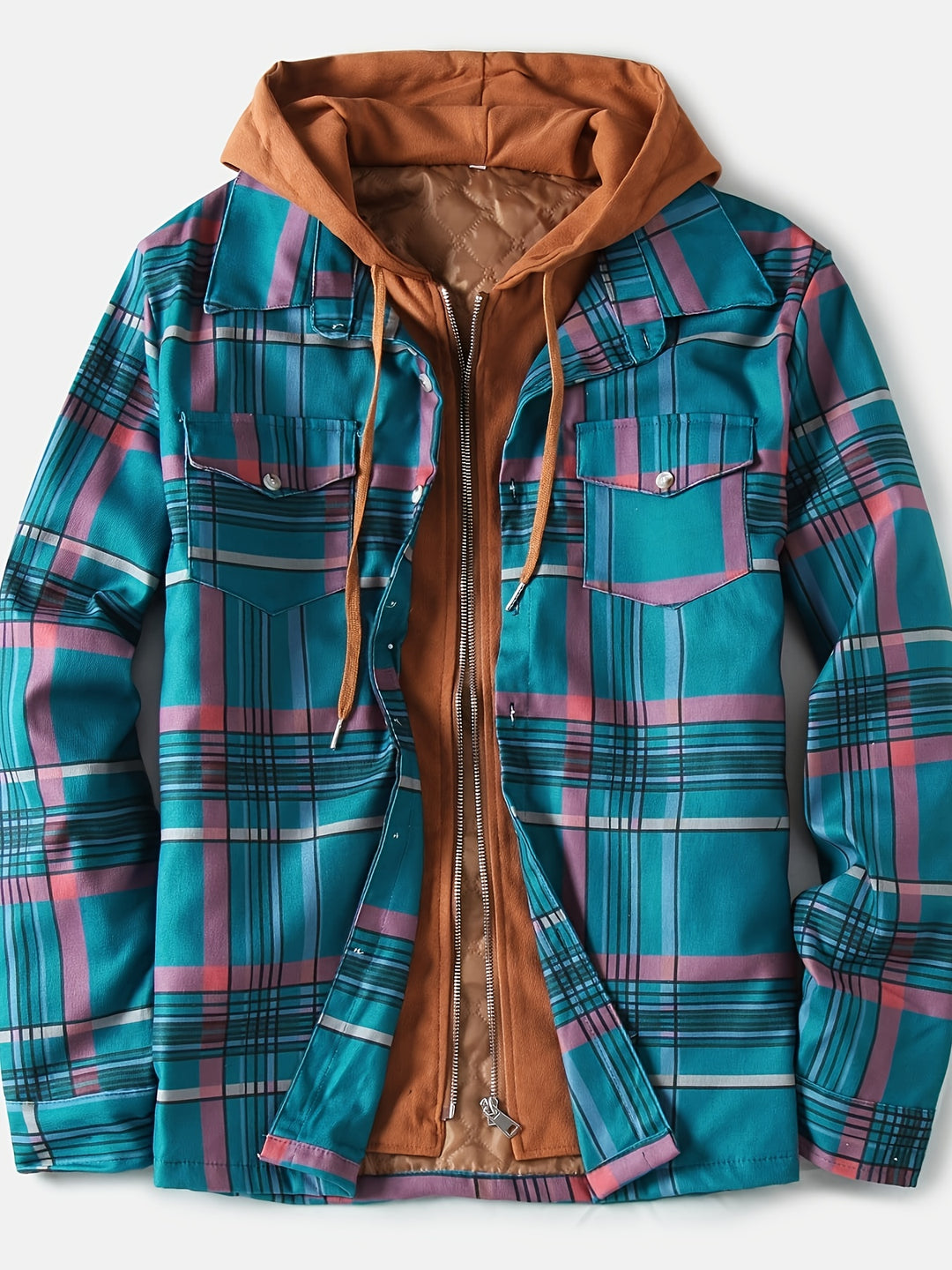 Oskar | Ciepła kurtka w kratę z kapturem