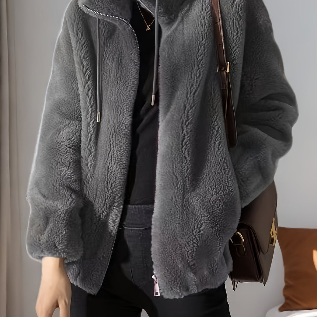 Magdalena | Miękka polarowa kurtka z kołnierzem