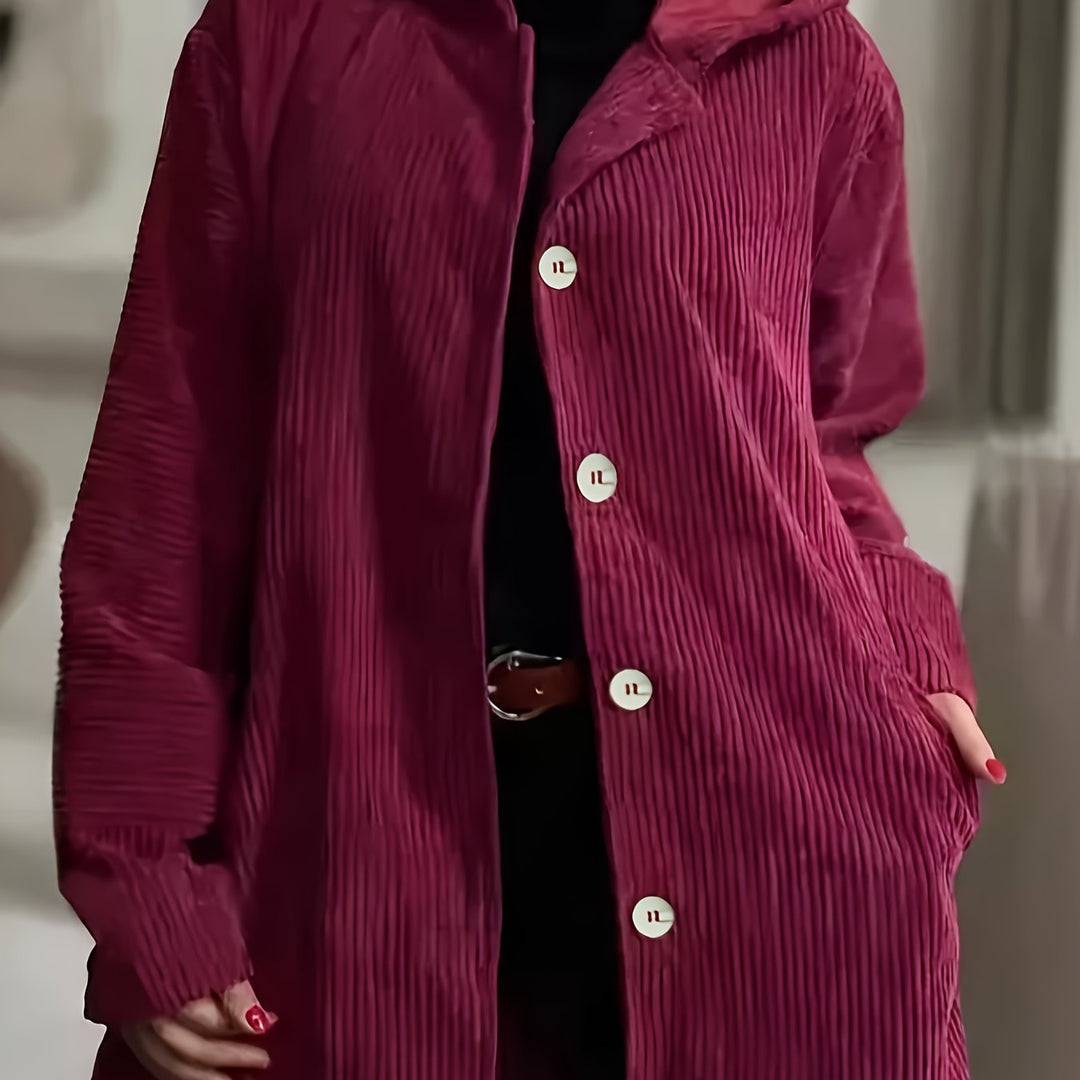 Dorota | Miękka kurtka sztruksowa z kapturem