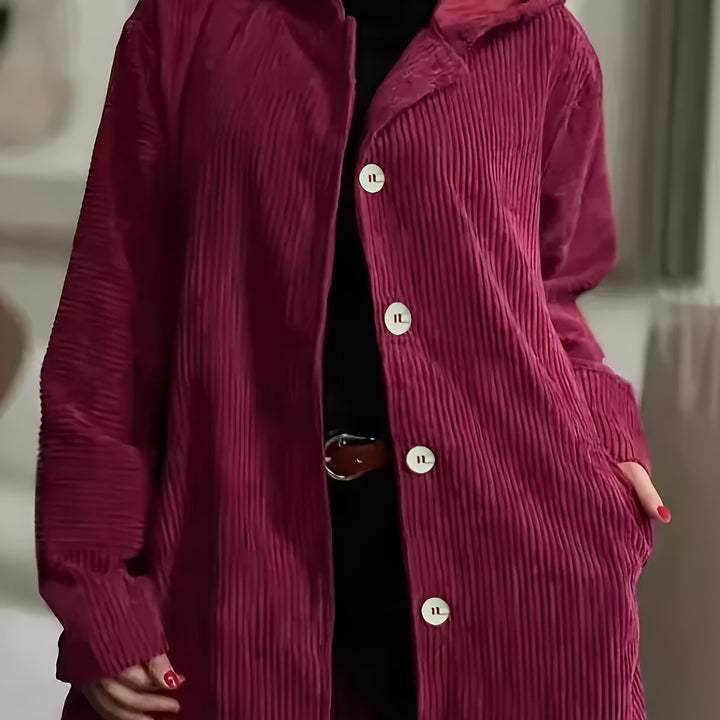 Dorota | Miękka kurtka sztruksowa z kapturem