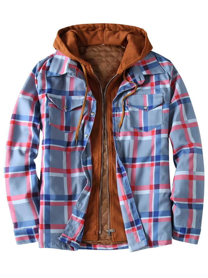 Oskar | Ciepła kurtka w kratę z kapturem