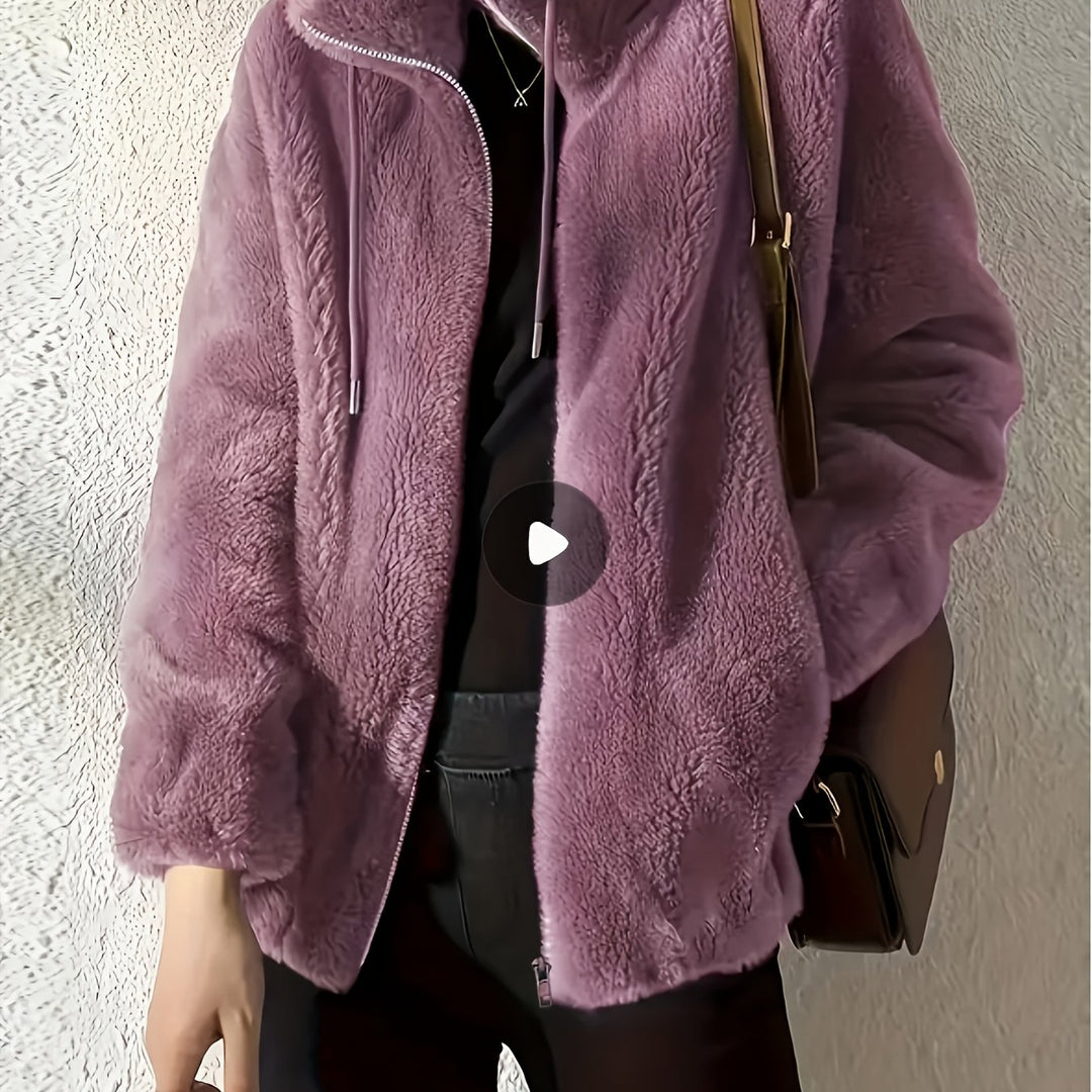 Magdalena | Miękka polarowa kurtka z kołnierzem