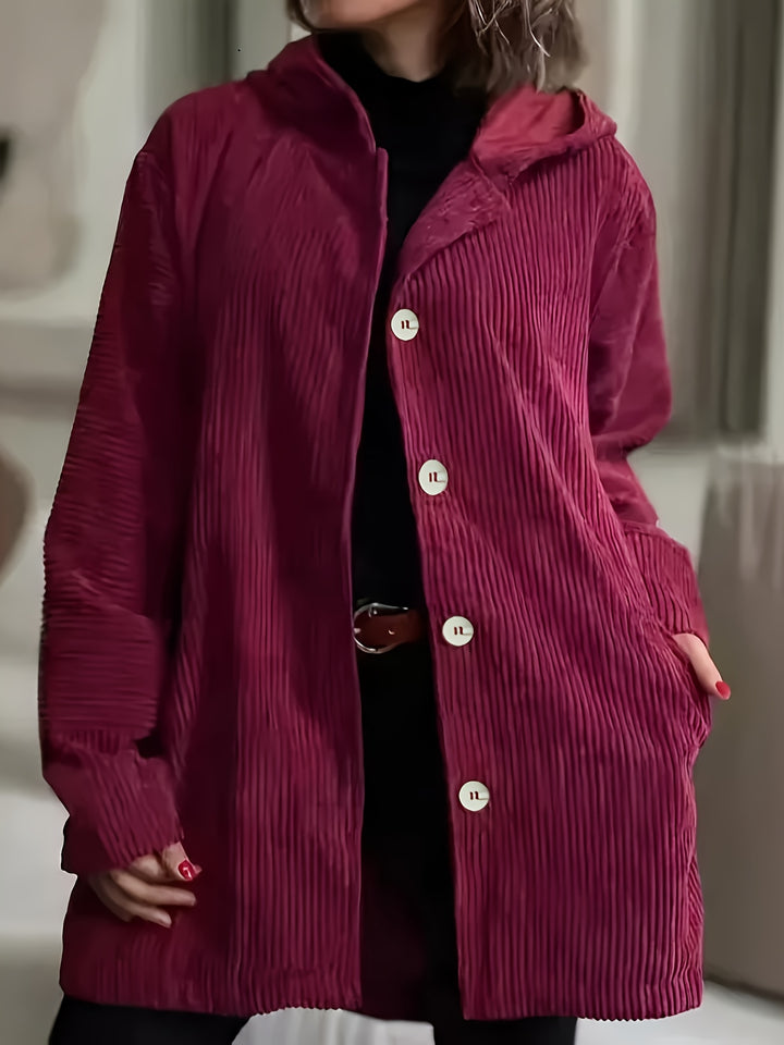 Dorota | Miękka kurtka sztruksowa z kapturem