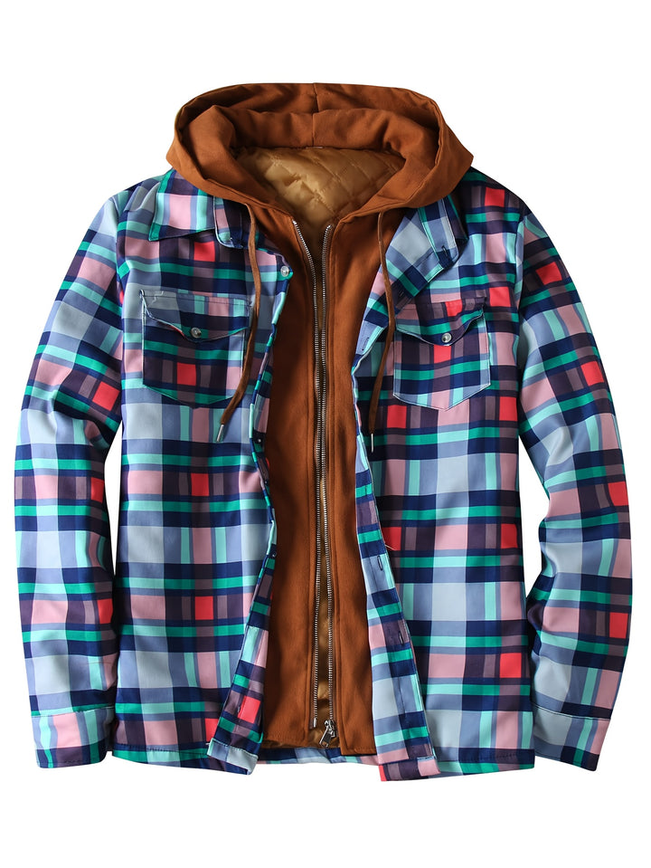 Oskar | Ciepła kurtka w kratę z kapturem