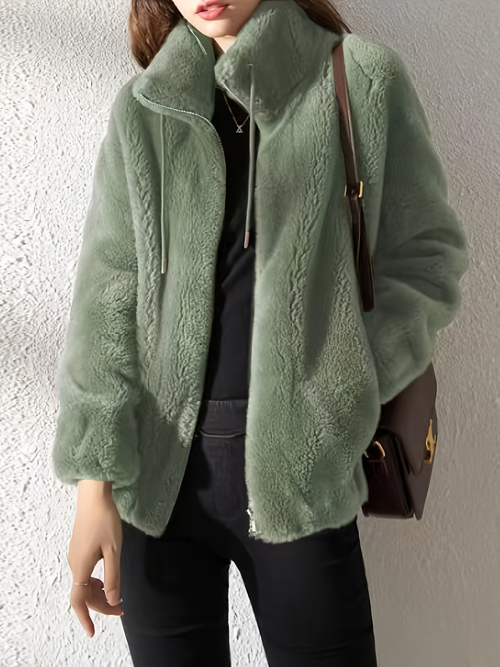 Magdalena | Miękka polarowa kurtka z kołnierzem