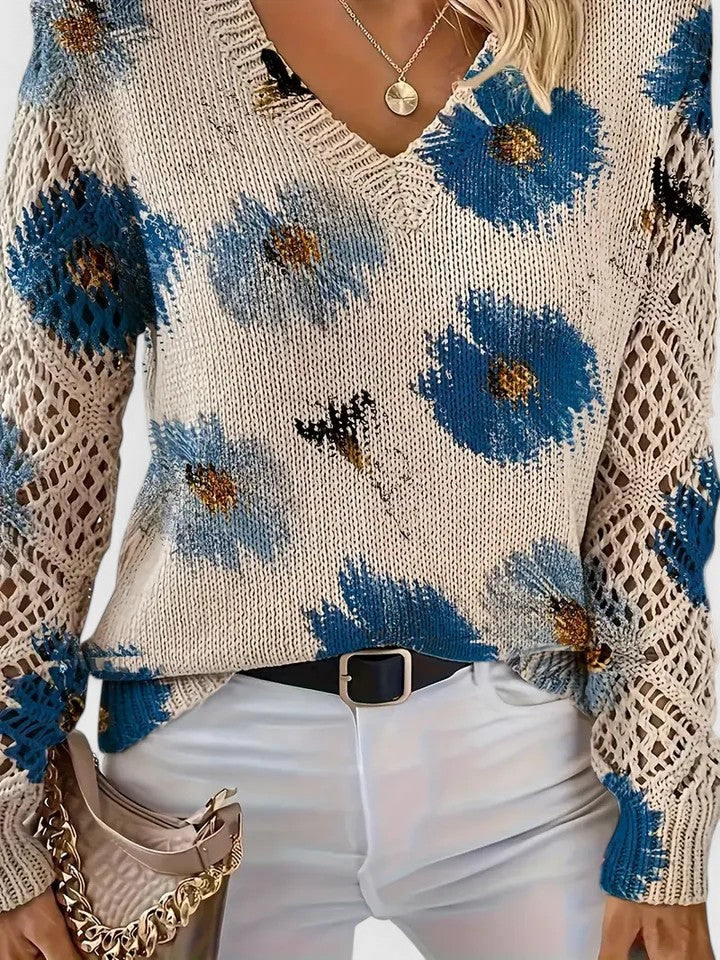 Amelia | Lekki sweter z kwiatowym akcentem